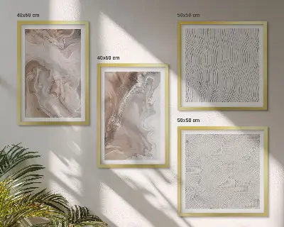 Set de cuadros modernos para salón con patrones abstractos de mármol en piedra