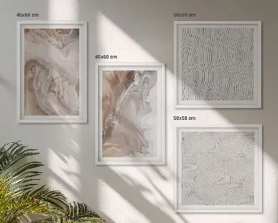 Set de cuadros modernos para salón con patrones abstractos de mármol en piedra