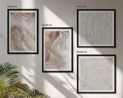 Set de cuadros modernos para salón con patrones abstractos de mármol en piedra