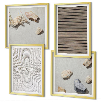 Set de 4 cuadros para salón Texturas naturales de madera y piedras