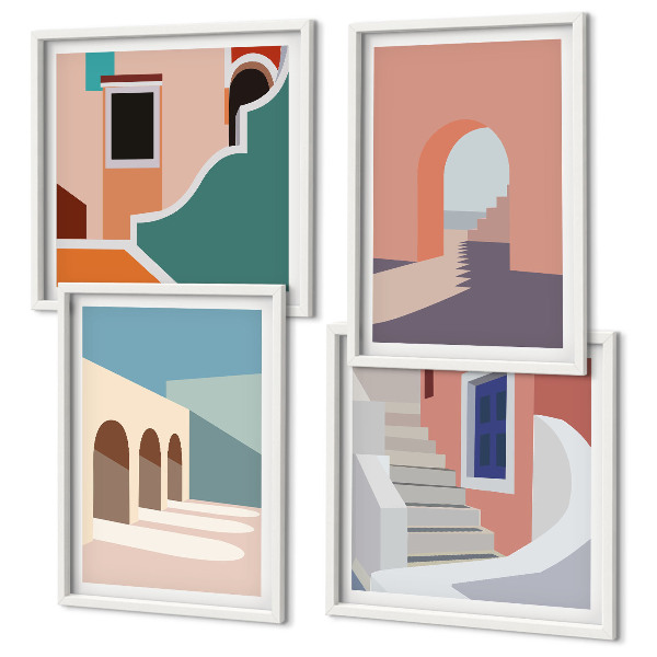 Set de cuadros modernos para salón Gráficos minimalistas en tonos pastel