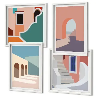 Set de cuadros modernos para salón con gráficos minimalistas en tonos pastel