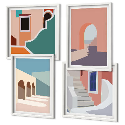Set de cuadros modernos para salón Gráficos minimalistas en tonos pastel