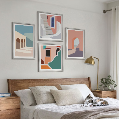 Set de cuadros modernos para salón Gráficos minimalistas en tonos pastel