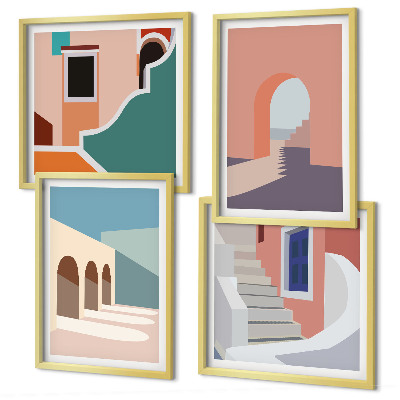 Set de cuadros modernos para salón Gráficos minimalistas en tonos pastel