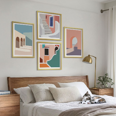Set de cuadros modernos para salón Gráficos minimalistas en tonos pastel