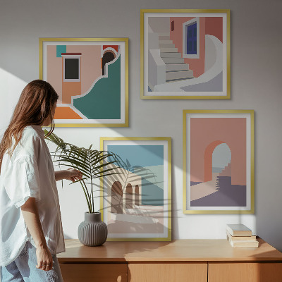 Set de cuadros modernos para salón Gráficos minimalistas en tonos pastel