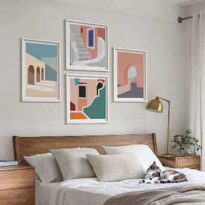 Set de cuadros modernos para salón Gráficos minimalistas en tonos pastel