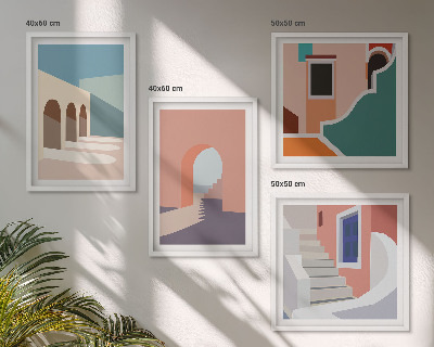 Set de cuadros modernos para salón Gráficos minimalistas en tonos pastel