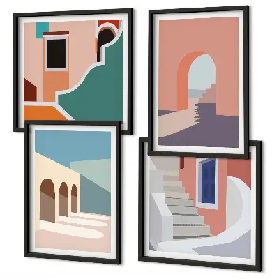 Set de cuadros modernos para salón con gráficos minimalistas en tonos pastel