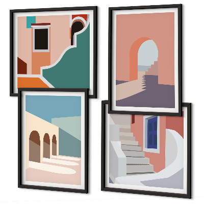 Set de cuadros modernos para salón Gráficos minimalistas en tonos pastel