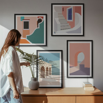 Set de cuadros modernos para salón Gráficos minimalistas en tonos pastel