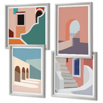 Set de cuadros modernos para salón Gráficos minimalistas en tonos pastel