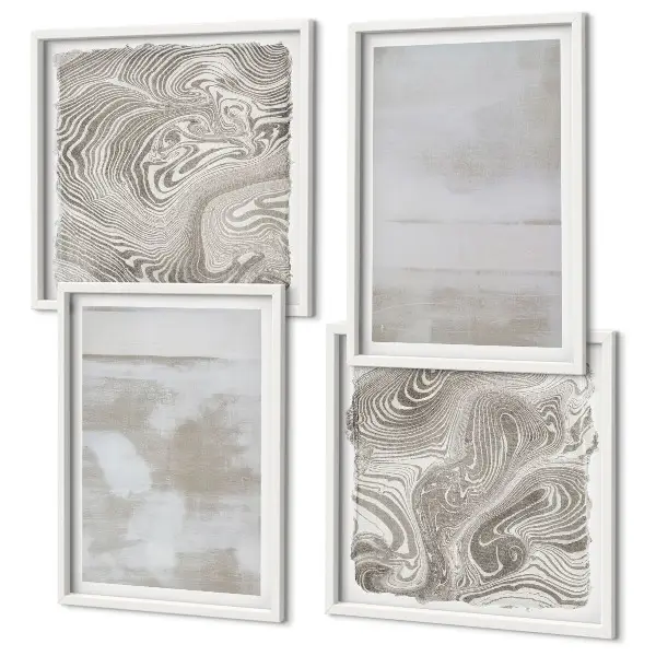 Set de 4 cuadros para salón con diseño de texturas desgastadas de estilo moderno