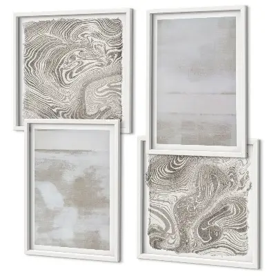 Set de 4 cuadros para salón con diseño de texturas desgastadas de estilo moderno
