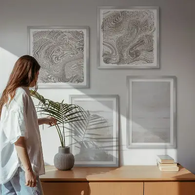 Set de 4 cuadros para salón con diseño de texturas desgastadas de estilo moderno