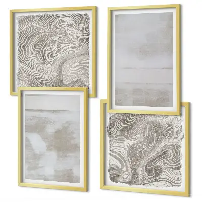 Set de 4 cuadros para salón con diseño de texturas desgastadas de estilo moderno