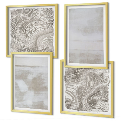 Set de 4 cuadros para salón Texturas desgastadas de estilo moderno