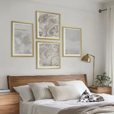Set de 4 cuadros para salón con diseño de texturas desgastadas de estilo moderno