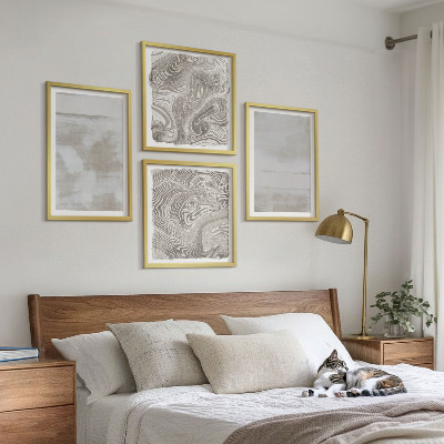 Set de 4 cuadros para salón Texturas desgastadas de estilo moderno