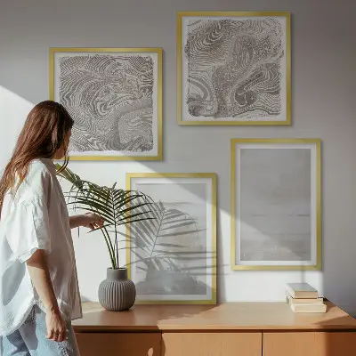 Set de 4 cuadros para salón con diseño de texturas desgastadas de estilo moderno