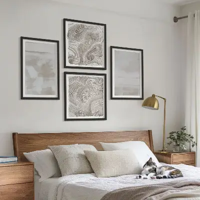 Set de 4 cuadros para salón con diseño de texturas desgastadas de estilo moderno
