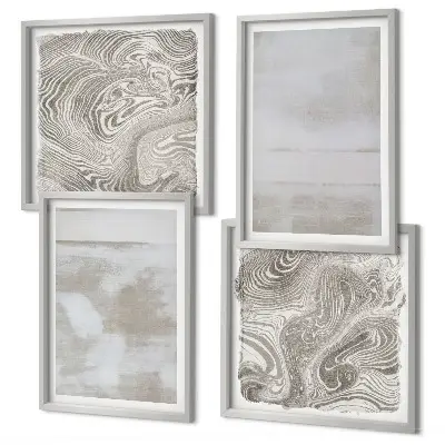 Set de 4 cuadros para salón con diseño de texturas desgastadas de estilo moderno