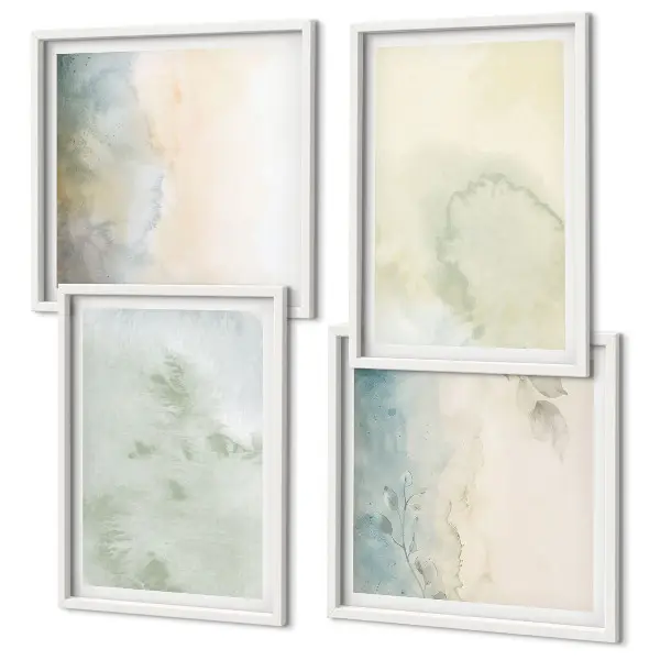 Galería de pared con textura de lienzo de acuarela pastel