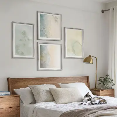 Galería de pared con textura de lienzo de acuarela pastel