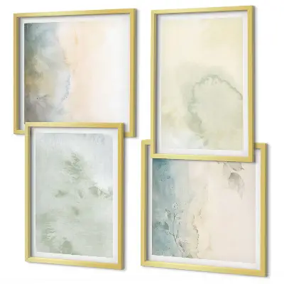 Galería de pared con textura de lienzo de acuarela pastel