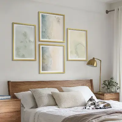 Galería de pared con textura de lienzo de acuarela pastel