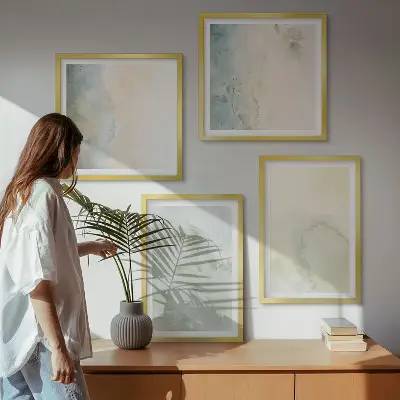 Galería de pared con textura de lienzo de acuarela pastel
