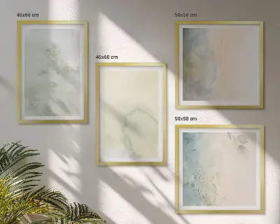 Galería de pared con textura de lienzo de acuarela pastel