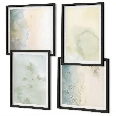 Galería de pared con textura de lienzo de acuarela pastel
