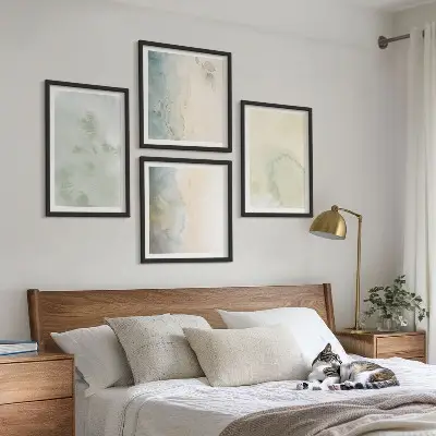 Galería de pared con textura de lienzo de acuarela pastel