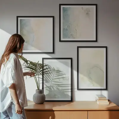 Galería de pared con textura de lienzo de acuarela pastel