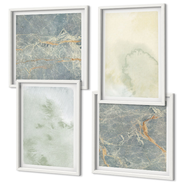 Set de 4 cuadros para salón Pinturas de acuarela en tonos pastel sobre lienzo