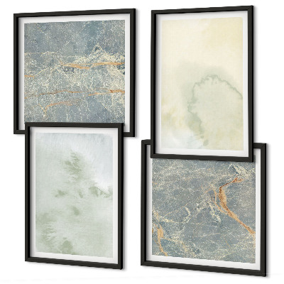 Set de 4 cuadros para salón Pinturas de acuarela en tonos pastel sobre lienzo