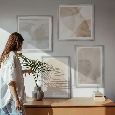 Galería de pared con texturas cálidas de acuarela pastel