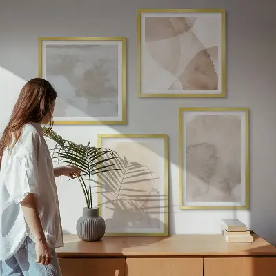 Galería de pared con texturas cálidas de acuarela pastel