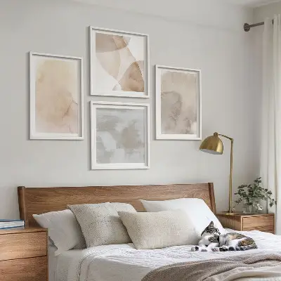 Galería de pared con texturas cálidas de acuarela pastel