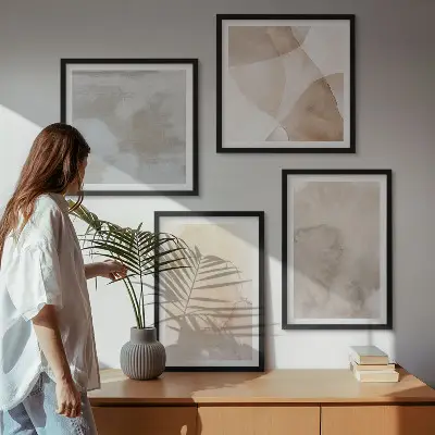 Galería de pared con texturas cálidas de acuarela pastel