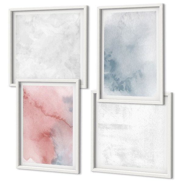 Set de 4 cuadros para salón Texturas de acuarela en tonos pastel