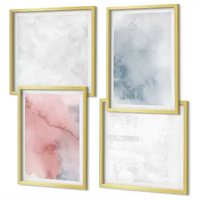 Set de 4 cuadros para salón con diseño de texturas de acuarela en tonos pastel