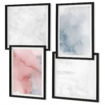Set de 4 cuadros para salón con diseño de texturas de acuarela en tonos pastel