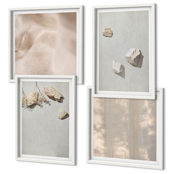 Set de cuadros modernos para salón Decoraciones de playa con piedras de estilo bohemio