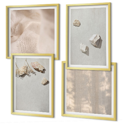 Set de cuadros modernos para salón Decoraciones de playa con piedras de estilo bohemio