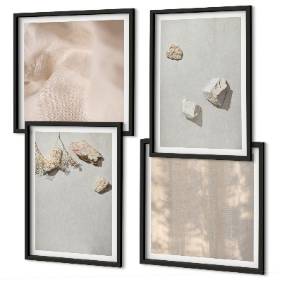 Set de cuadros modernos para salón Decoraciones de playa con piedras de estilo bohemio