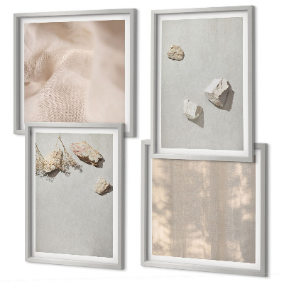Set de cuadros modernos para salón Decoraciones de playa con piedras de estilo bohemio