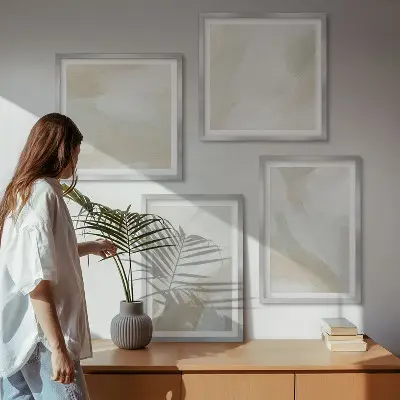 Galería de pared decoración con pinceladas abstractas sobre lienzo